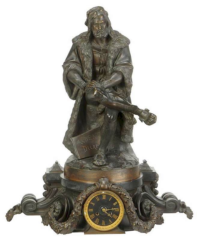 Appraisal: Vieux Paris Marble and Bronze Figural Clock French th century