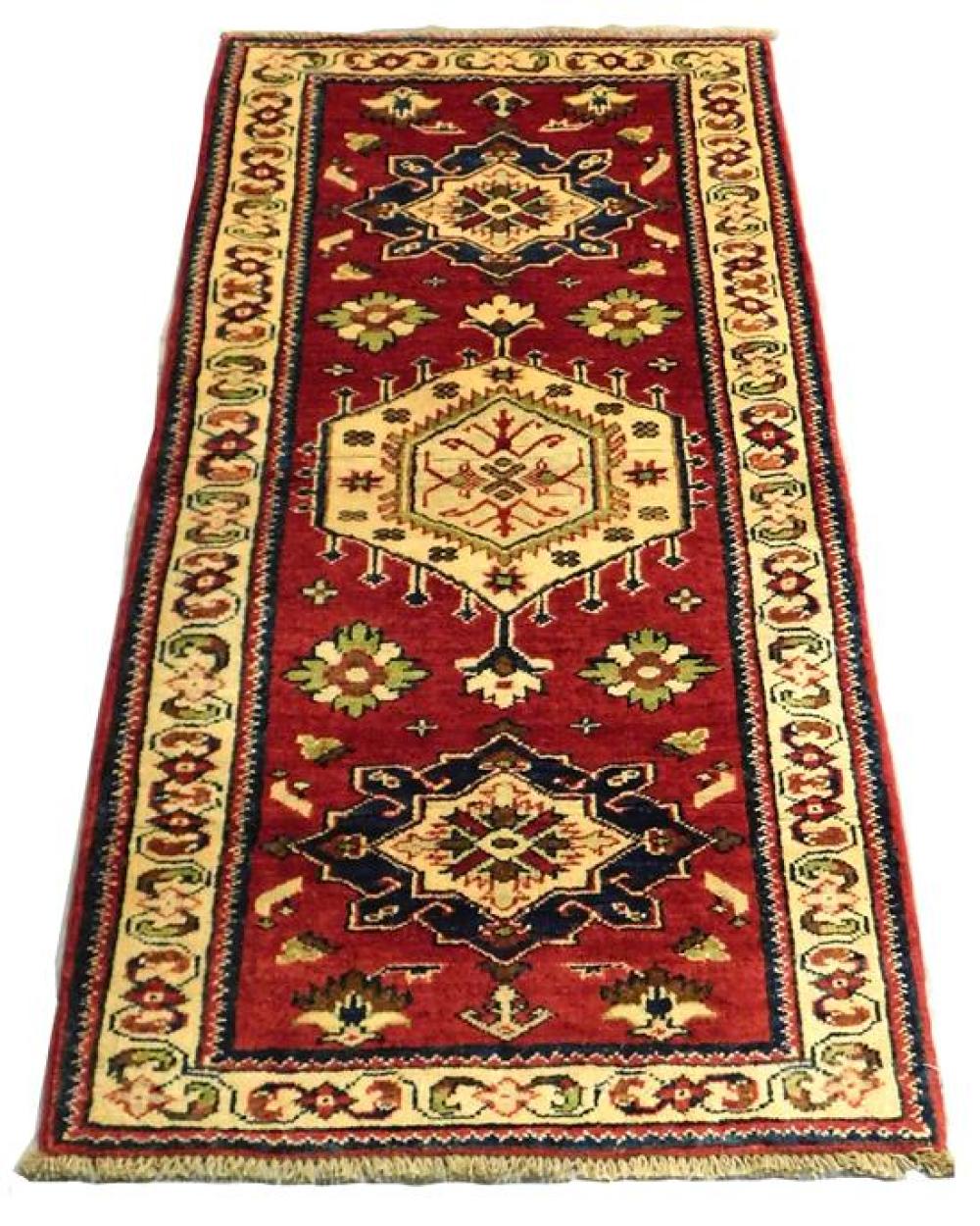 Appraisal: RUG Uzbek Kazak '' x '' hand-knotted wool on cotton