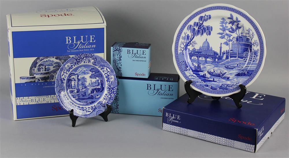 Appraisal: COLLECTION OF SPODE BLUE ITALIAN CHINA to include a salt