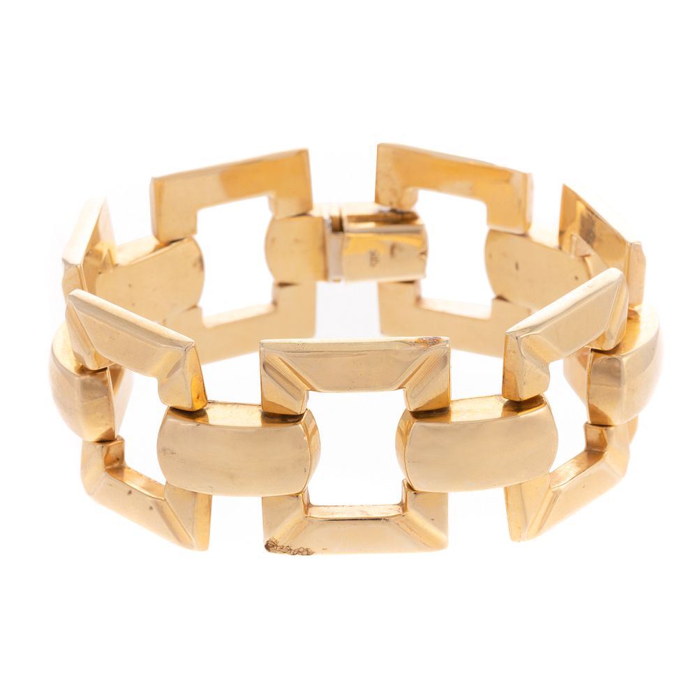 Appraisal: A Bold Open Square Link Bracelet in K K yellow