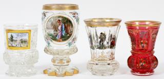 Appraisal: BOHEMIAN GLASS BEAKERS AND VASES TH C PCS H TALLEST