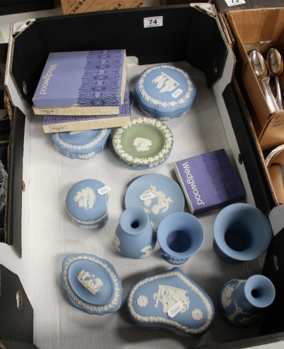 Appraisal: A collection of Wedgwood jasperware to include trinket boxes vases