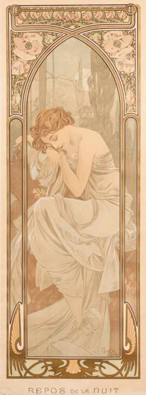 Appraisal: Alphonse Mucha Czech - ''Repose de la Nuit '' color