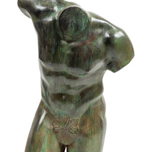 Appraisal: A Patinated Bronze Torso of a Man th century Height