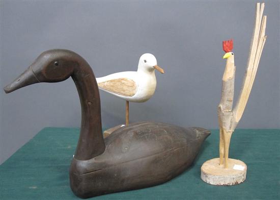 Appraisal: THREE BIRD CARVING Sold with and th C Unsigned Length