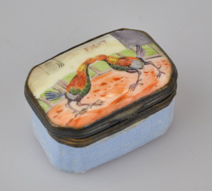 Appraisal: A th century enamelled bilston box the top decorated with