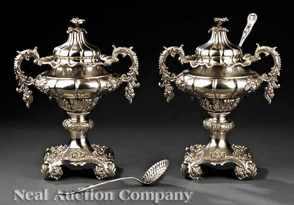 Appraisal: A Pair of Antique Swedish Silver Covered Sauce Tureens c