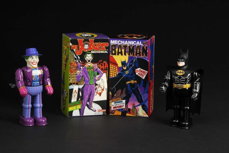 Appraisal: Lot of Tin Joker Batman Wind-Up Toys Description Japanese Working