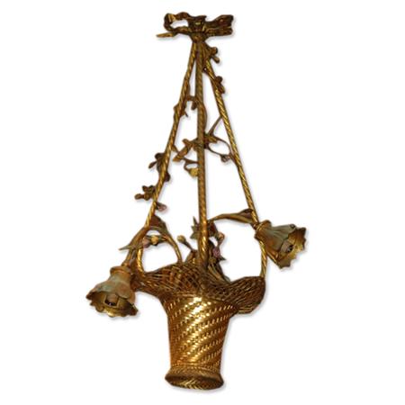 Appraisal: Louis XV Style Gilt-Metal Basket-Form Three-Light Chandelier Estimate nbsp nbsp