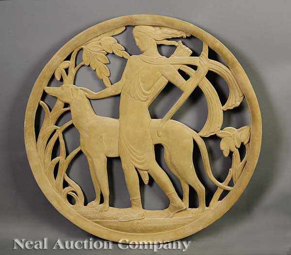 Appraisal: An Art Deco Plaster Relief Medallion attributed to New Art