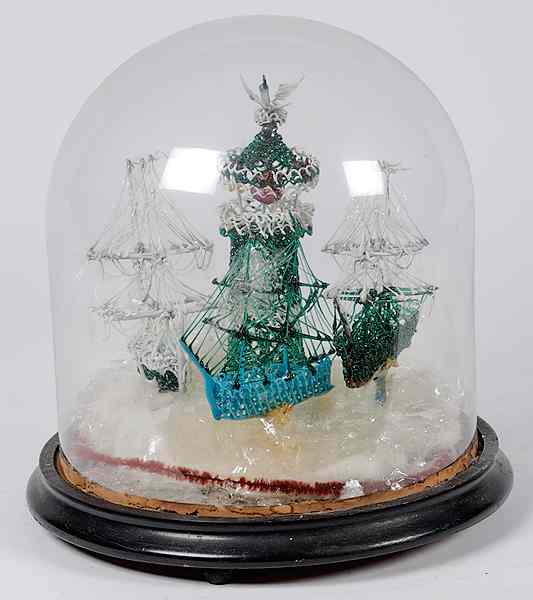 Appraisal: Three Ships Diorama in Blown Glass Philadelphia PA late th