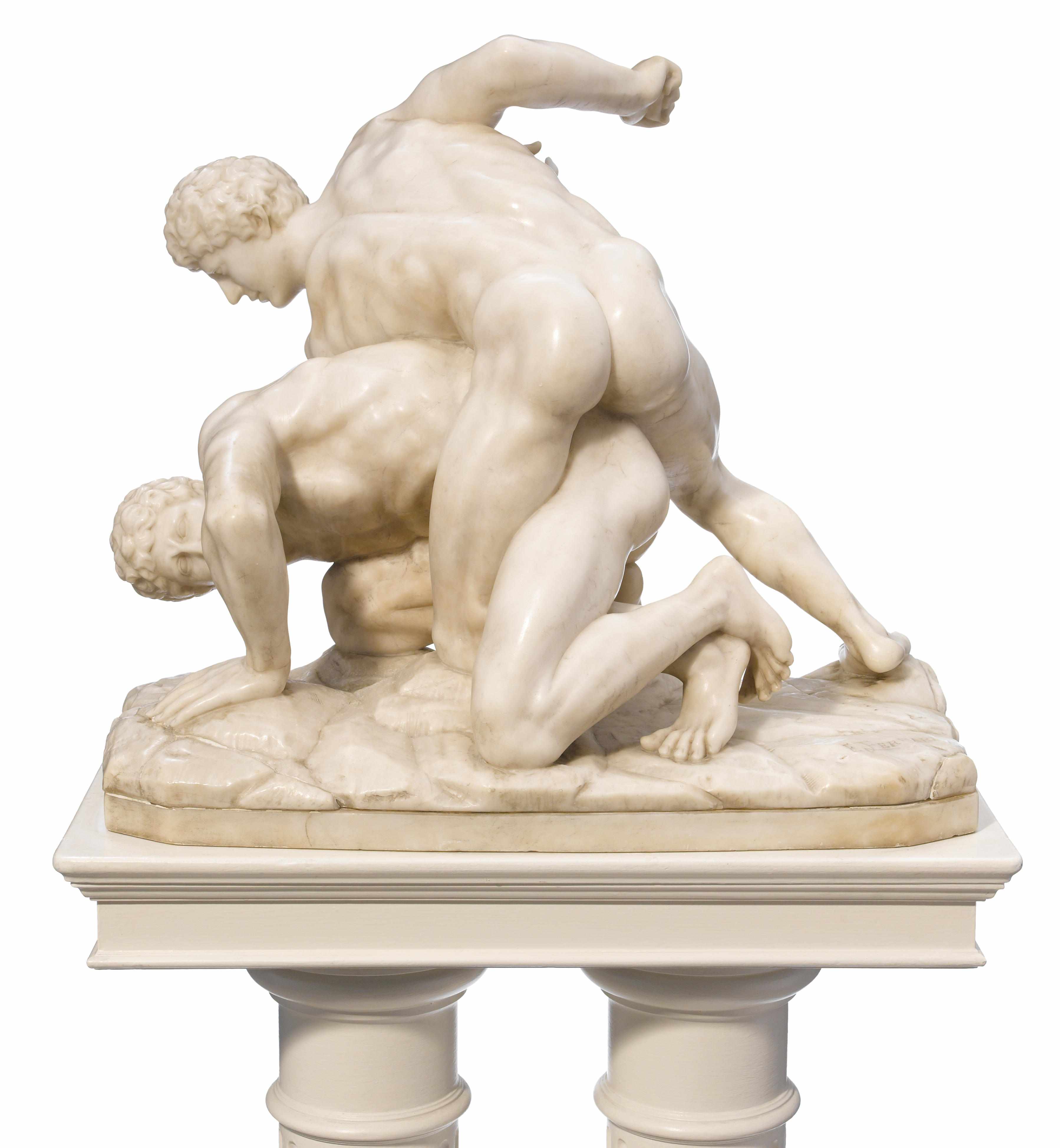 Appraisal: An Italian carved marble figural group The Wrestlers after the