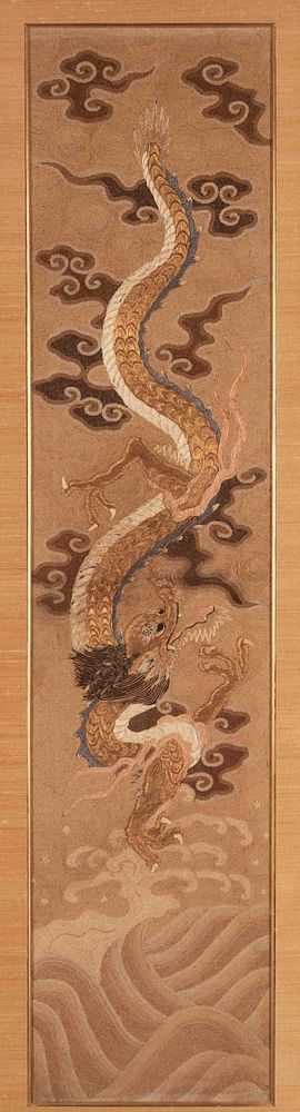 Appraisal: A Embroidered Silk Dragon Panel A Embroidered Silk Dragon Panel