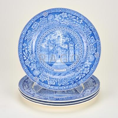 Appraisal: PRINCETON UNIVERSITY MEMORABILIA Four Wedgewood blue-and-white transferware plates decorated with