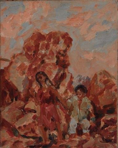 Appraisal: MARIAN KRATOCHWIL Polish - Young Spanish girl and boy walking