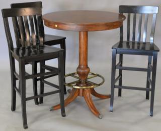 Appraisal: high top round table with three bar chairs ht in