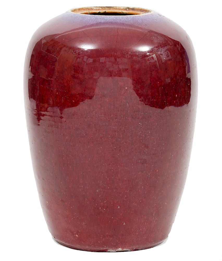 Appraisal: Sang de Boeuf Oxblood Porcelain Vase Sang de Boeuf oxblood