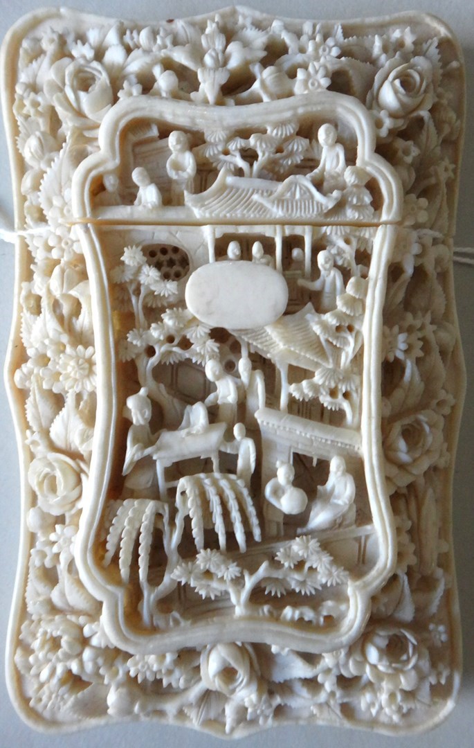 Appraisal: A Canton ivory card case and cover late th century