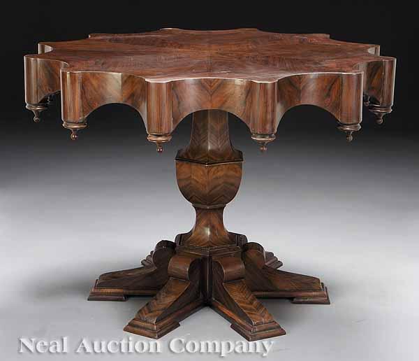 Appraisal: A Continental Neo-Classical-Style Rosewood Veneered Center Table the distinctive incurvate