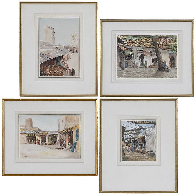 Appraisal: Martin Hardie British - Four Middle Eastern Market watercolors Figures