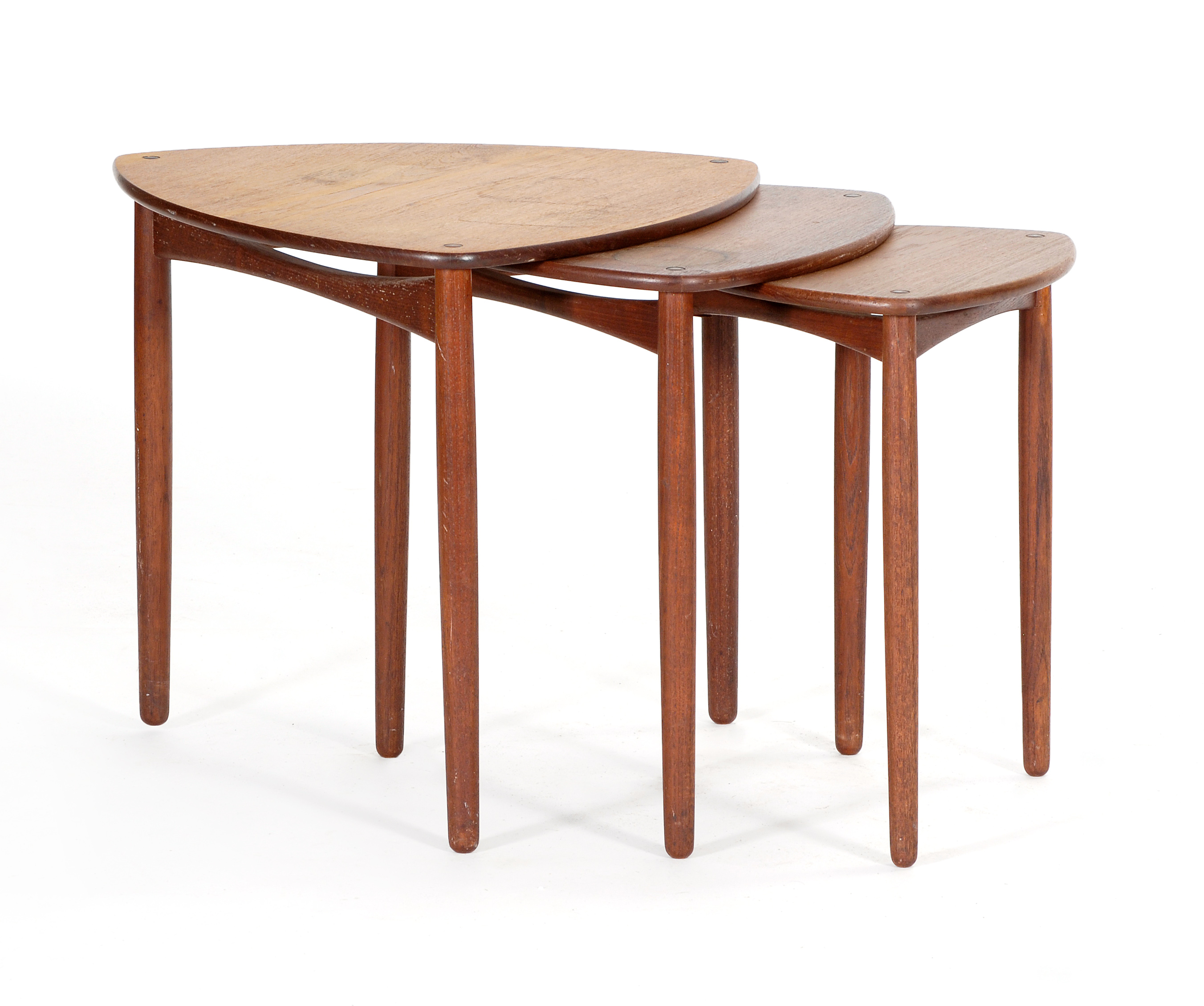 Appraisal: SET OF THREE NESTING DANISH MODERN TABLES BY WILLY BECK