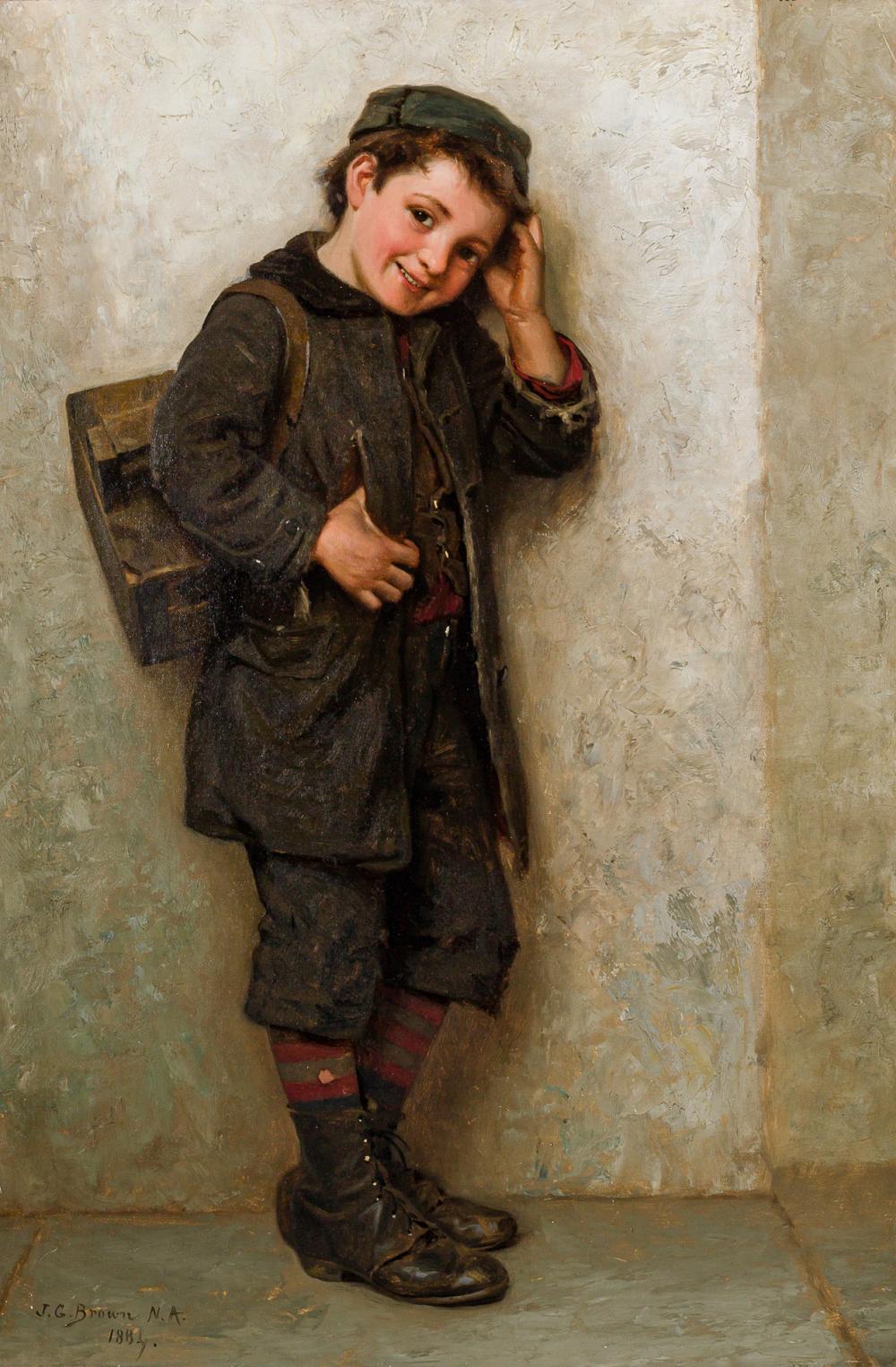 Appraisal: JOHN GEORGE BROWN American - Shoeshine Boy oil on canvas