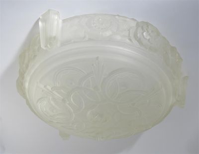 Appraisal: A Sabino Art Deco frosted glass plaffonier cast in relief