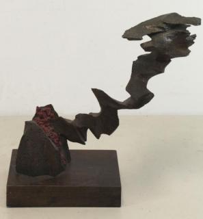 Appraisal: Modernist Abstract Patinated Bronze Sculpture Not visibly signed - Dimensions