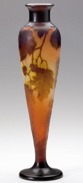 Appraisal: GALLE Cameo glass vase with branches of leaves and berries