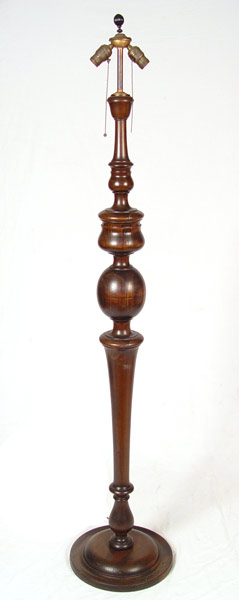 Appraisal: MAHOGANY FLOOR LAMP sockets '' high x '' base dia