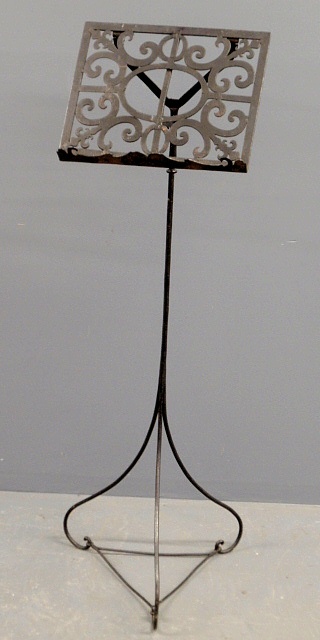 Appraisal: - Wrought iron adjustable music stand probably early th c