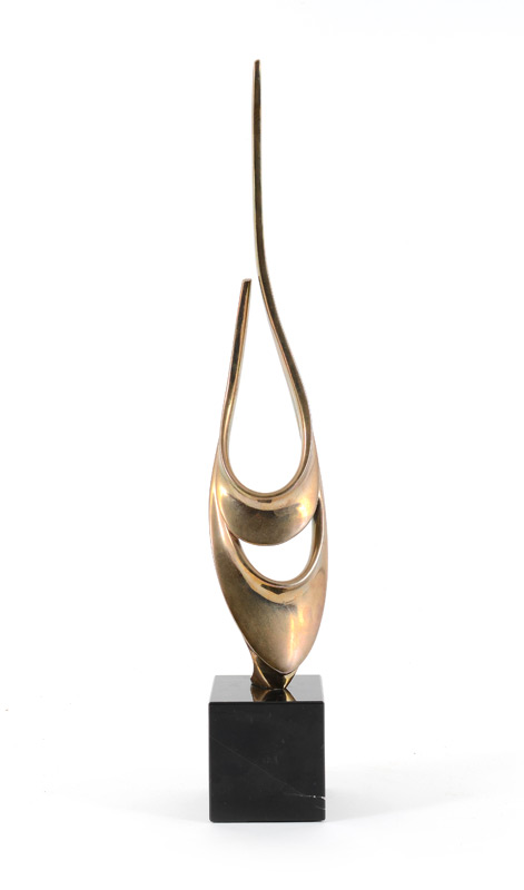 Appraisal: BENNETT Tom American - Abstract Harp Form Bronze '' h