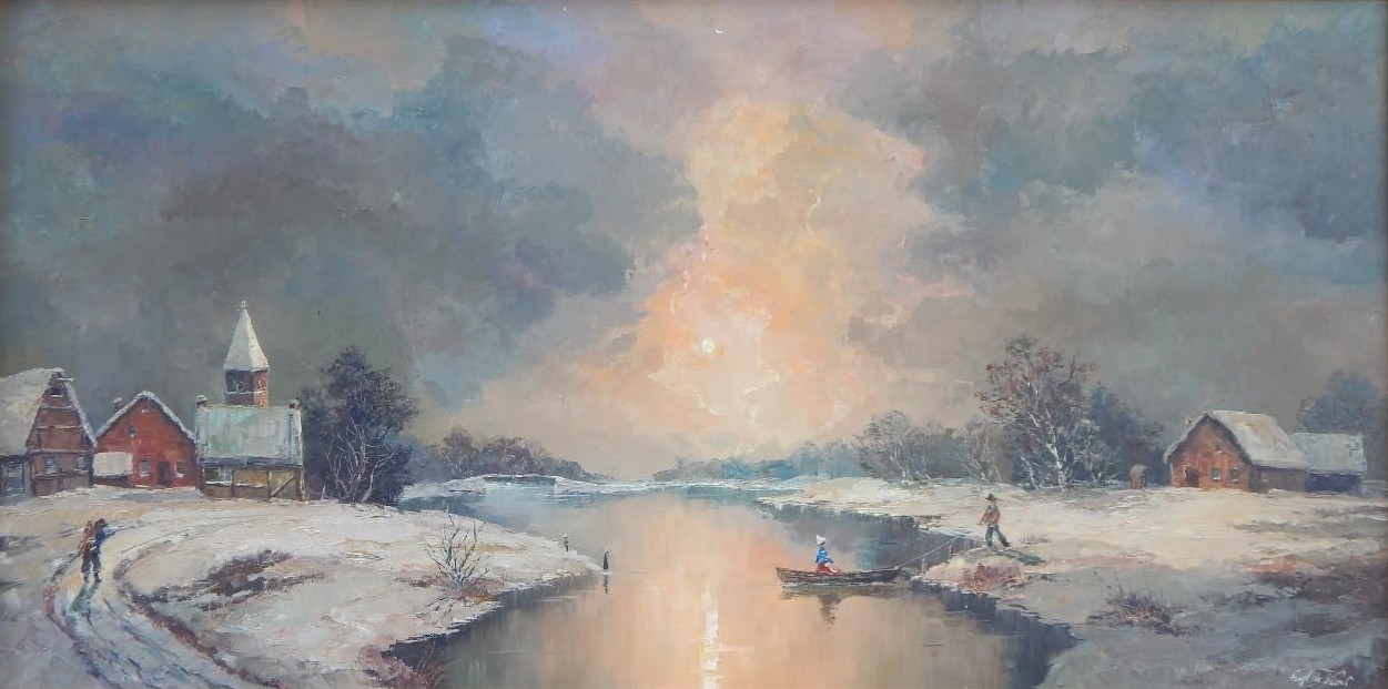 Appraisal: thC Dutch School Winter am Niederrbeine oil on canvas indistinctly