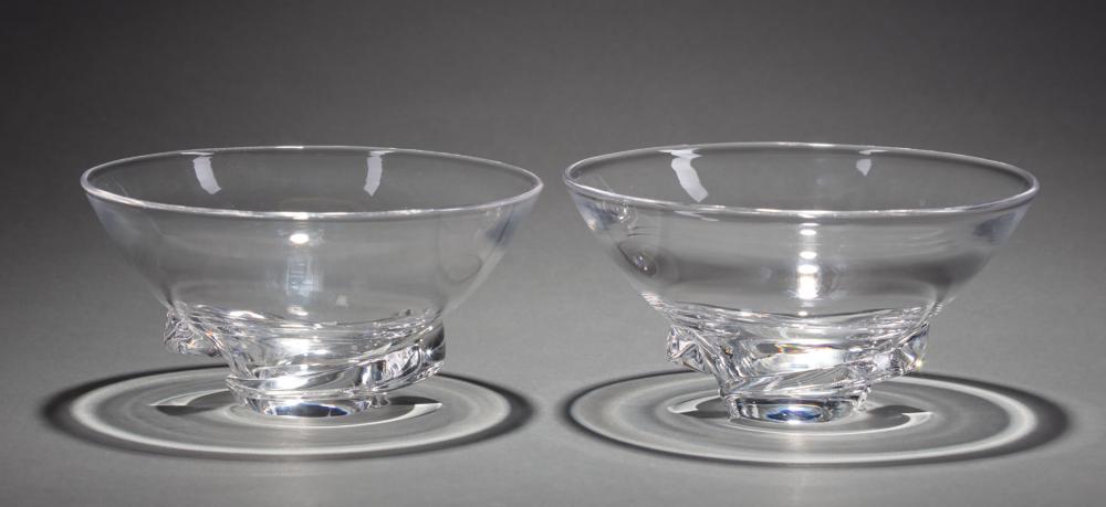 Appraisal: Pair of Vintage Steuben Glass Spiral Bowls etched marks designed