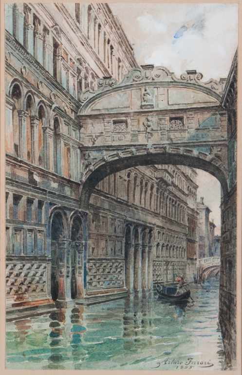 Appraisal: Arturo Ferrari Italian - ''Bridge of Sighs Venice'' watercolor on