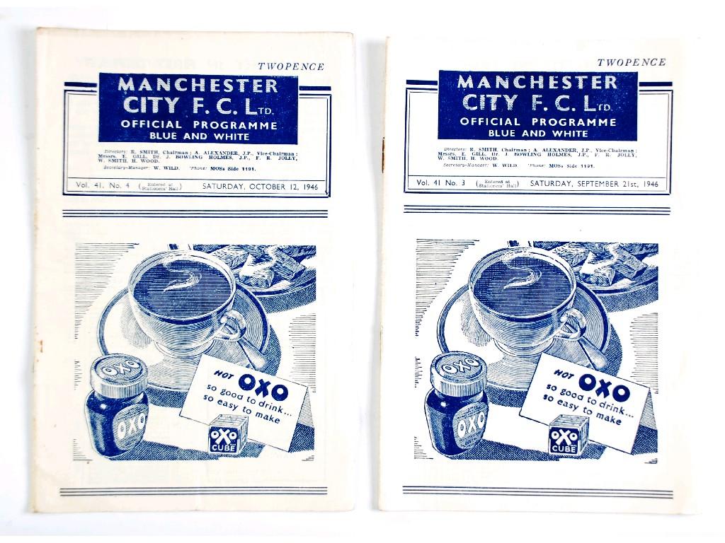 Appraisal: TWO MANCHESTER CITY PROGRAMMES FROM SEASON V BRADFORD Park Avenue