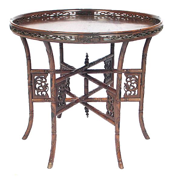 Appraisal: A Chinese carved rosewood side table wear to top height