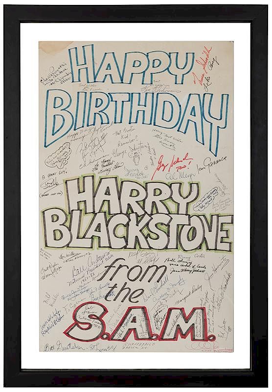 Appraisal: Harry Blackstone Jr Signed Giant Birthday Card Blackstone Jr Harry