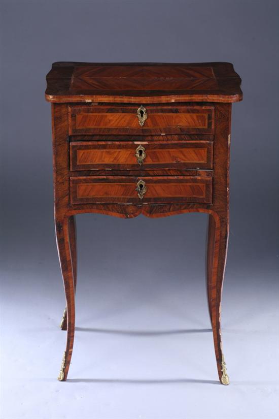 Appraisal: LOUIS XV STYLE INLAID MIXED WOOD PETITE COMMODE th century