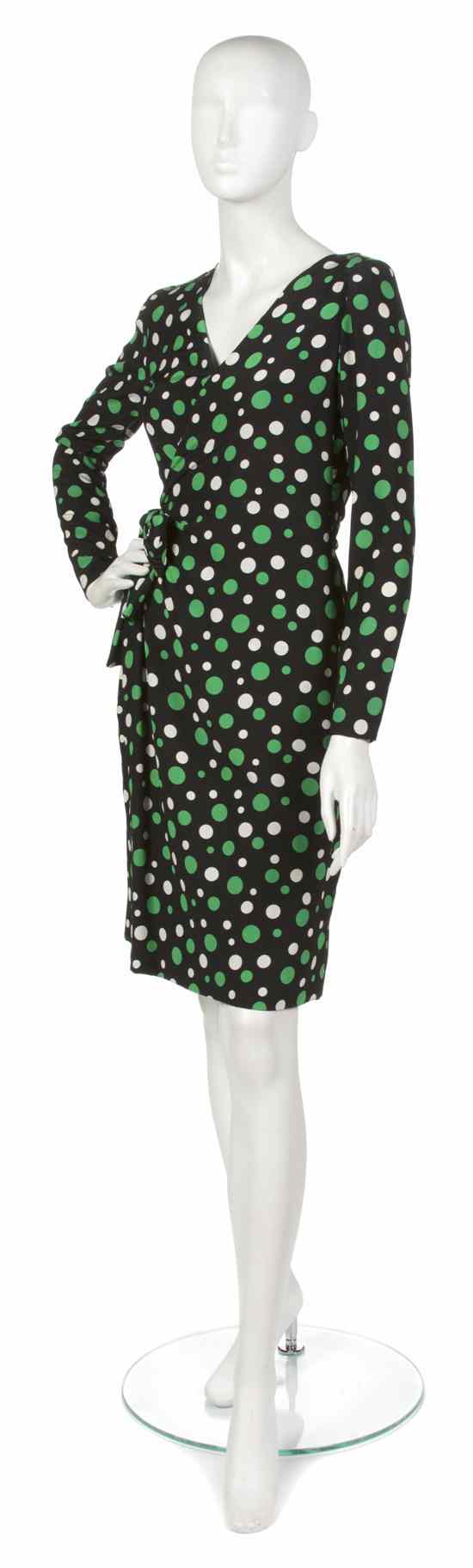 Appraisal: An Yves Saint Laurent Couture Multicolor Silk Faux Wrap Dress