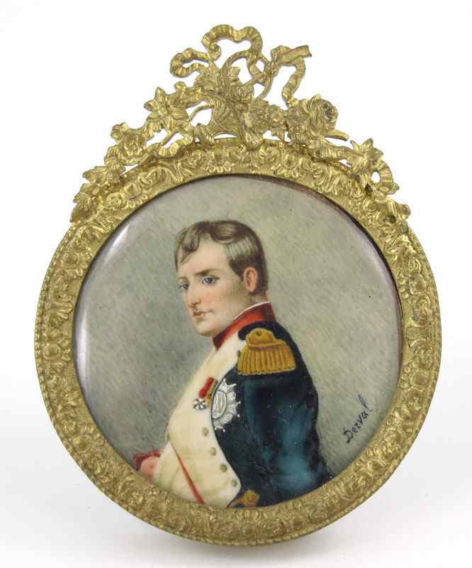 Appraisal: DERVAL MINIATURE ON IVORY OF NAPOLEON Portrait of Napoleon on