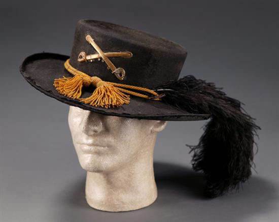 Appraisal: Confederate cavalry wide brimmed hat With crossed swords emblem gold