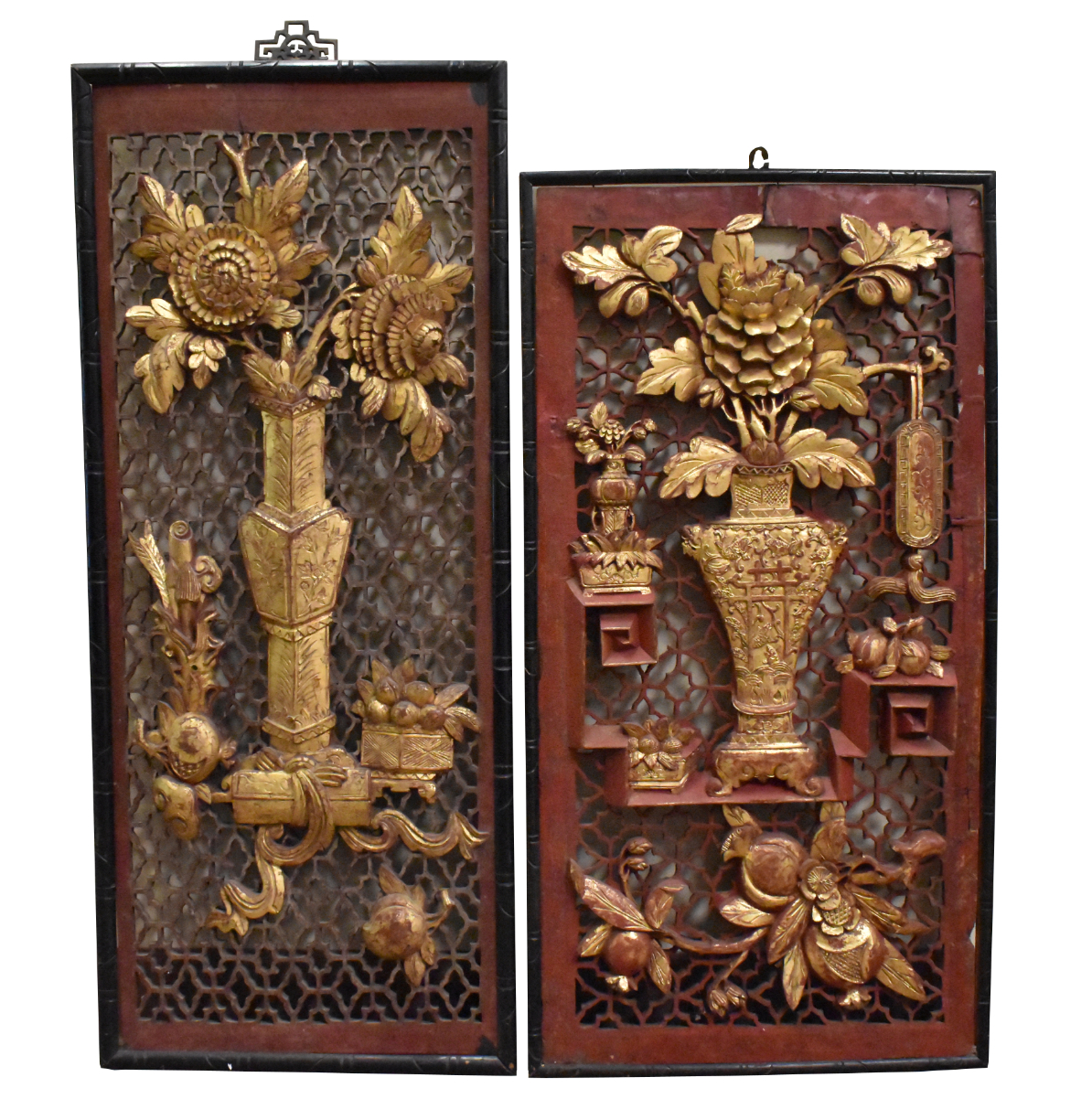 Appraisal: Two Chinese gilt lacquered wood panels dating from the Late