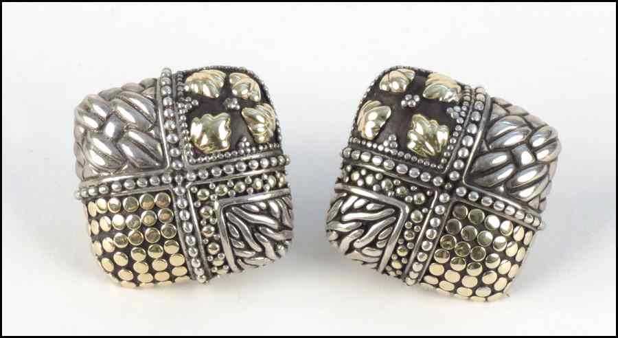 Appraisal: PAIR OF JOHN HARDY STERLING SILVER AND KARAT YELLOW GOLD