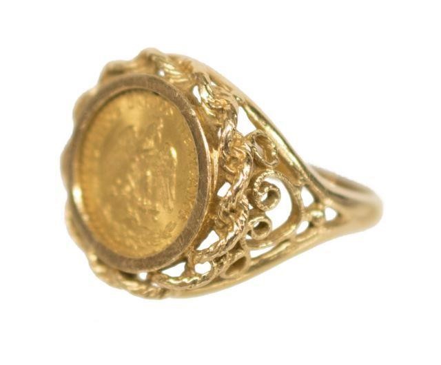 Appraisal: Ladies estate kt yellow gold coin ring centered by dos