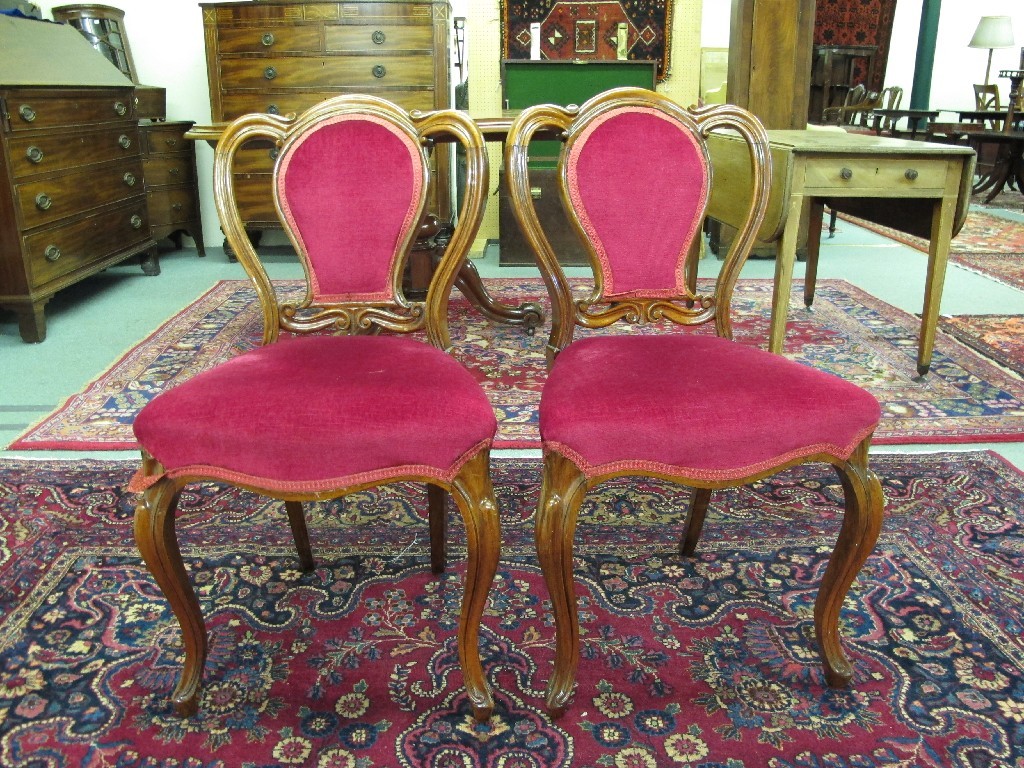 Appraisal: Pair of Victorian rosewood upholstered chairs