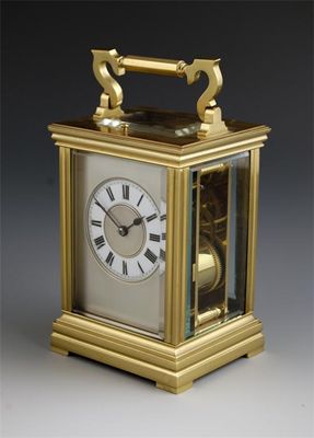 Appraisal: A French gilt brass repeating carriage clock with a replaced