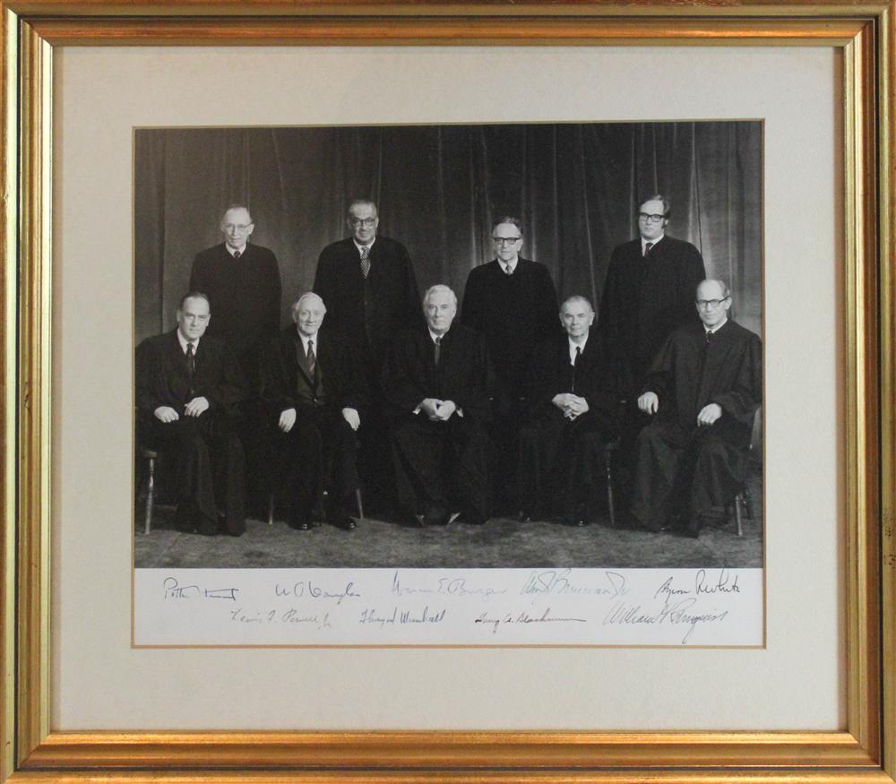 Appraisal: CIRCA SUPREME COURT PHOTOGRAPH SIGNED BY ALL NINE JUSTICES Photograph