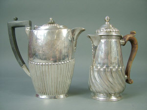 Appraisal: A George II silver hot water jug London the domed