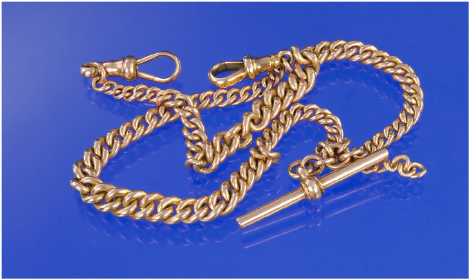 Appraisal: ct Rose Gold Double Albert Chain With T Bar And